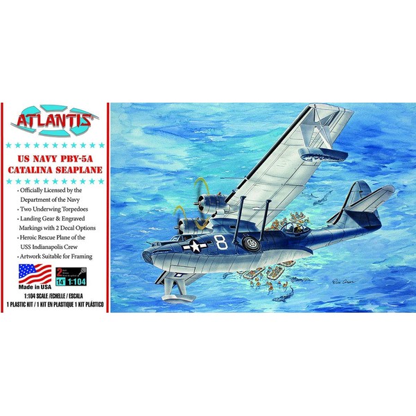 PBY-5A Catalina US Navy Seaplane Plastic Model Kit 1/104 Atlantis