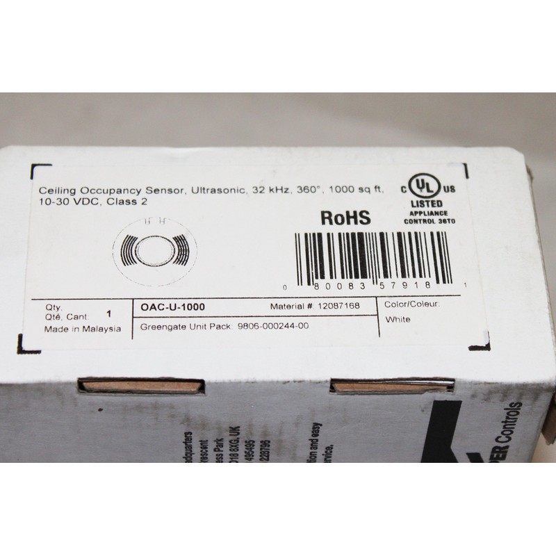 Cooper Controls OAC-U-1000 MicroSet Ceiling Sensor, Ultrasonic, 32 kHz, 360