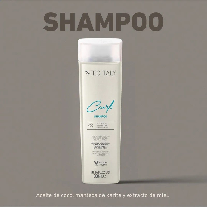 Tec Italy Curls Shampoo Limpieza Suave Antifrizz Rizos 300ml