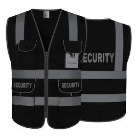 Uno Mejor Security Vest for Men High Visibility Reflective Safety Vest for Security Guard 9 Pockets Hi Vis Safety Vest with Durable, Meets ANSI, UG100S-Black 5X-Large