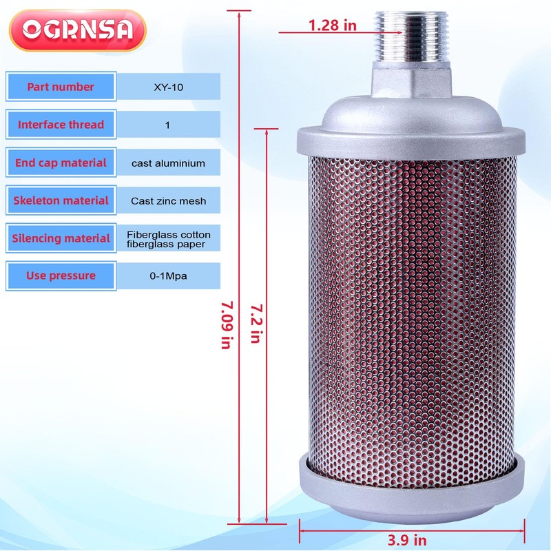 XY-10 DN25 Dryer Silencer，Air Compressor Silencer 1"，Drying Machine Diaphragm Pump
