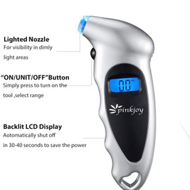 PINKJOY Digital Tire Pressure Gauge 3 Pack 150 PSI, 4 Settings, Tire Gauge for Car, Truck, Motorcycle, Bicycle with Backlit LCD and Non-Slip Grip (Silver)