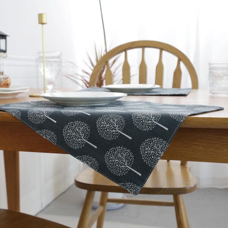 CosyAurora Placemats Mulberry Trees, 30 x 40 cm, Navy Grey,