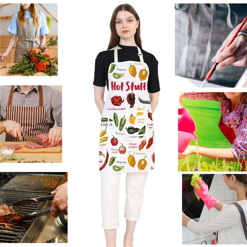 JXGZSO Hot Stuff Chili Pepper Apron Cooking Chef Apron with