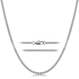 SanThree 2.2mm Pure Titanium Cuban Link Chain Necklace for Men Women Sensitive Skin, Durable Welded Skin Friendly Oval Chain for Valentines Day Birthday Gift, 21.65 Inches