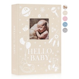 Lanpn Baby Photo Album 4x6 300 Pockets, Linen Newborn Bebe Ultrasound Photo Album with Memo Writing Area Photo Book, Picture Album for kids, Baby Girl Boy Memory Book Keepsake Beige