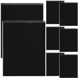 Faccito Top Steno Spiral Notebooks Bulk Top Bound Steno Pads Spiral Book11 x 8-1/2" 100 Sheets College Ruled Paper Notebooks for Office School University Work Supplies (Black,6 Pack)
