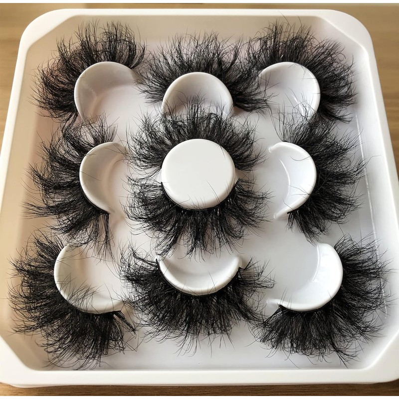 Pooplunch Puflunch False Eyelashes 25MM Volume Dramatic Mink 5 Pairs