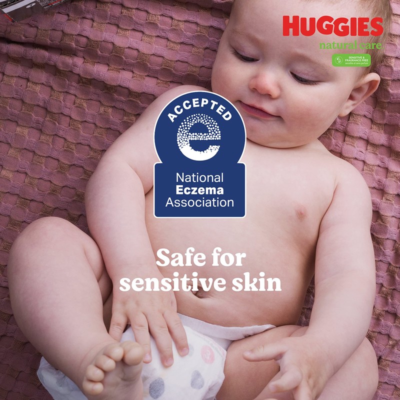 Huggies Natural Care Sensitive Baby Wipes, Unscented, Hypoallergenic, 6 Flip-Top