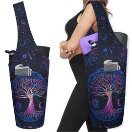 Yoga Mat Bag - Long Tote With Pockets for Accessories - Fits Most Size Mats - Tree of Life Carrier