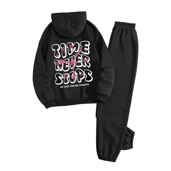 SOLY HUX Women's 2 Piece Outfits Letter Graphic Drawstring Long