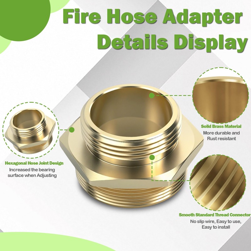 2" NPT Male x 1-1/2" NST Male Brass Hexagonal Nipple