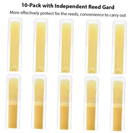 Bb Clarinet Reeds Strength 2.5, Traditional Woodwind Reeds, 10pcs/Box with Protective Casing, Ideal for Students & Professionals