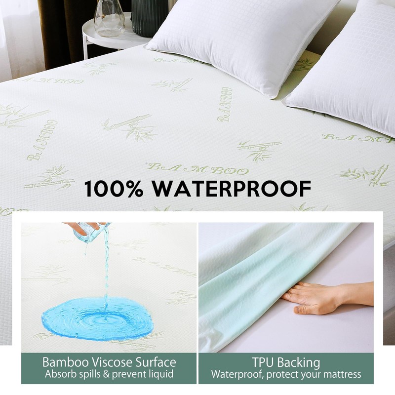 Premium 100% Waterproof King Mattress Protector, Breathable Mattress Cover King