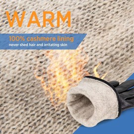 Alepo Genuine Sheepskin Leather Gloves for Men, Winter Warm Touchscreen Texting Cashmere Lined Driving Motorcycle Gloves, Navy, XX-Large