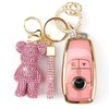 Rayslesan Cute Key Fob Cover with Rhinestone Bear Charm, Bling