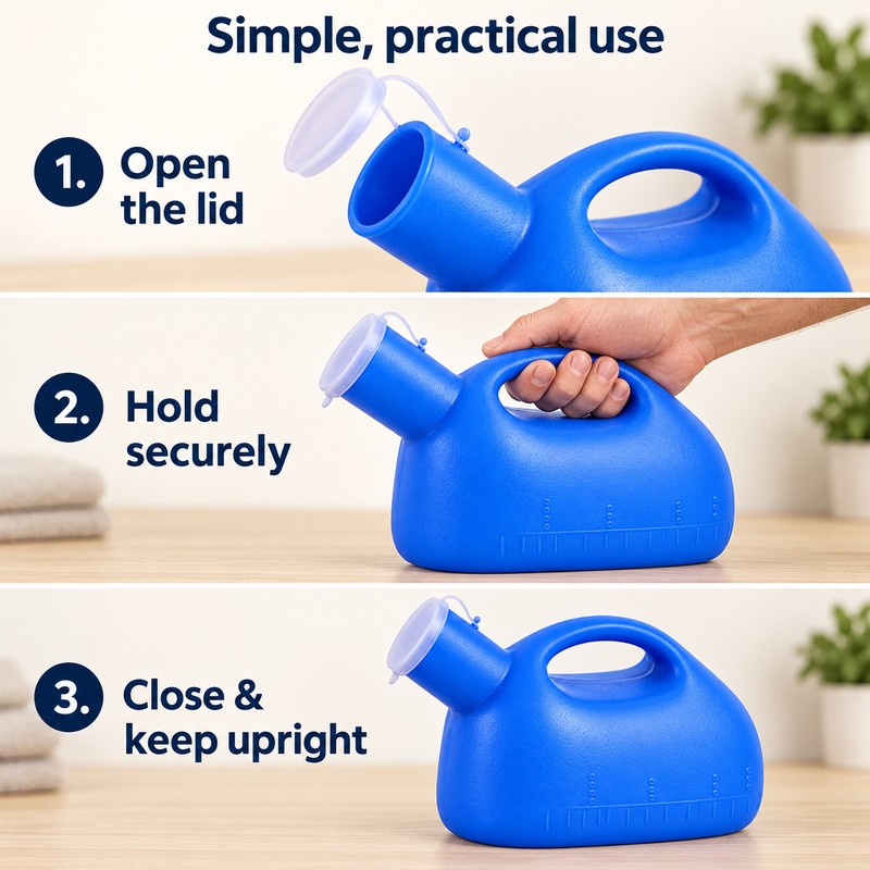 Portable Male Urinal Bottle – 2000mL with Lid and Handle