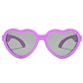 Hycredi Baby Heart Shaped Sunglasses - with Strap Adjustable Polarized Shades for Newborn Infant Age 0-24 Months - (Purple/Gray)