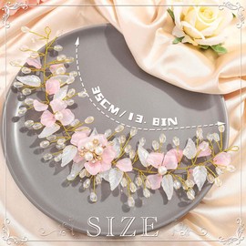 Woeoe Flower Princess Headband Crystal Wedding Headpiece Crown Pearl Leaf First Communion Hair Accessories Birthday Party Photography for Girls