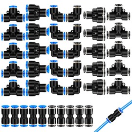 ELANE 40 Pcs Quick Connect Air Hose Fittings,1/4 Air Line Fittings Push to Connect,1/4 Air Hose Fittings,1/4 Push to Connect Fittings