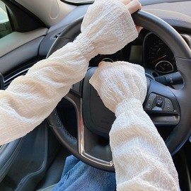 Loose-Fit Women's Driving Lace UV Summer Sun Protection Cool Arm Sleeves Cover Cream 2ea