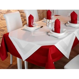texpot Tablecloth 100 x 100 cm Bordeaux Satin Edge 100% Cotton Damask Tablecloth