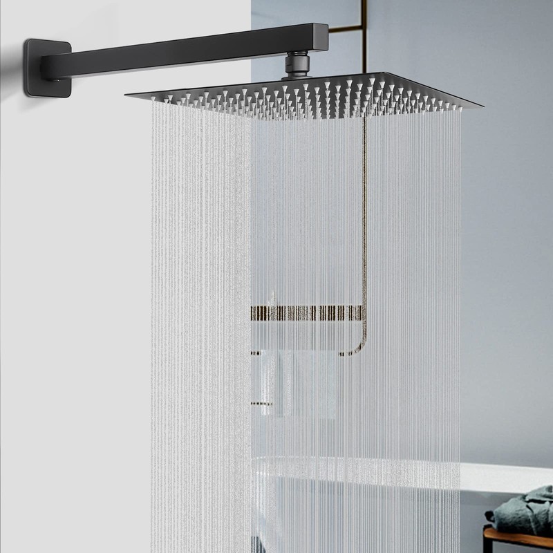 HarJue Shower Head with Extension Arm, High Pressure Square with