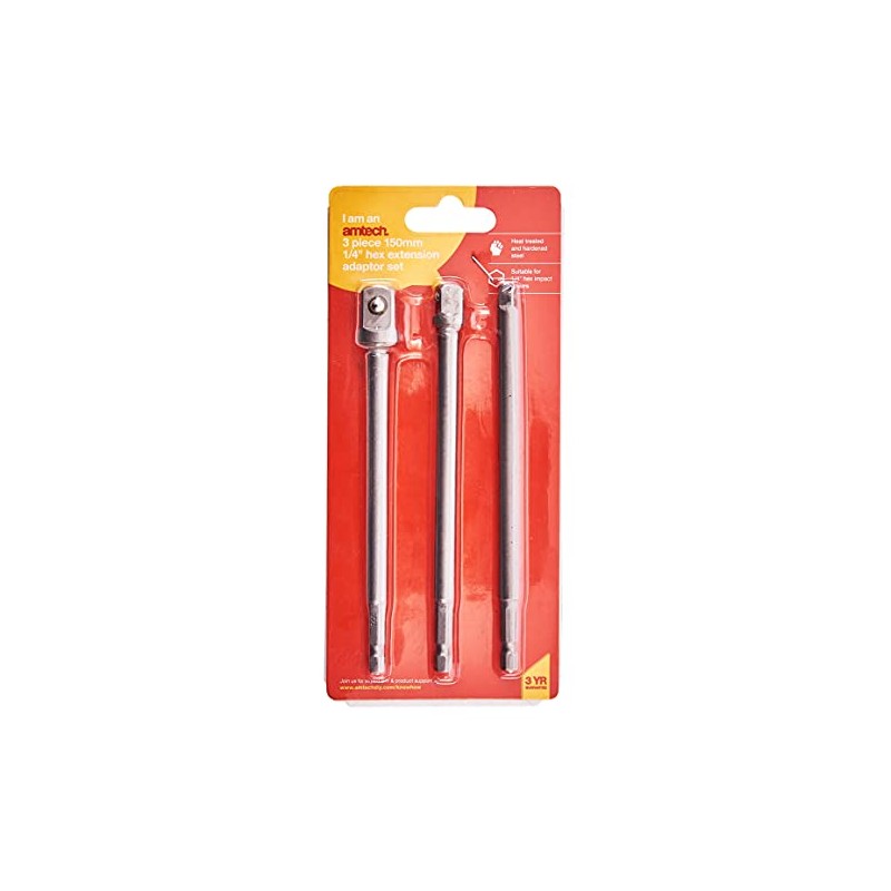 Amtech I5705 3 Piece 150mm 1/4" Hex Extension Adapter Set,
