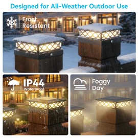 TopVelo 4 Packs Solar Post Cap Lights for Fence and Deck – Auto On/Off Outdoor Lighting, 2 Color Modes with 16 LEDs, Fits 4x4 5x5 6x6 Posts (Black)