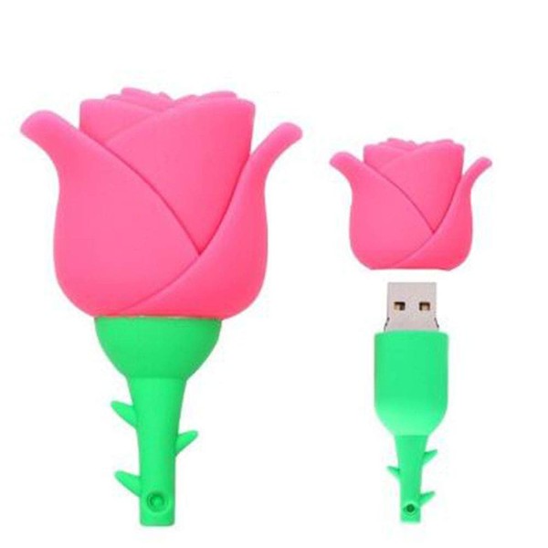 2.0 Pink Rose Flower 32GB USB Flash Thumb Drive Storage