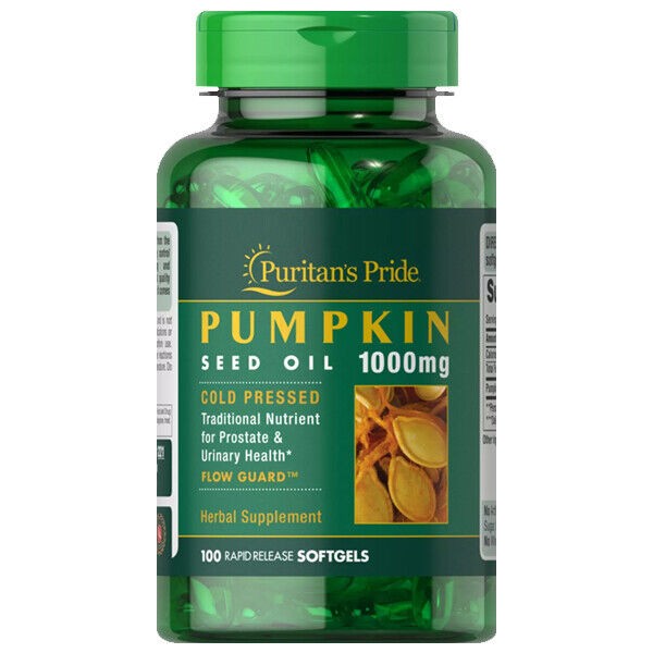 Pumpkin Seed Oil 1000mg 100 Softgels Prostate Health Cold Pressed