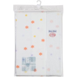 Isamu Shokai 100% Cotton, Made in Japan, Gauze Bath Towel, Flower Pattern, White, 35.4 x 35.4 inches (90 x 90 cm)