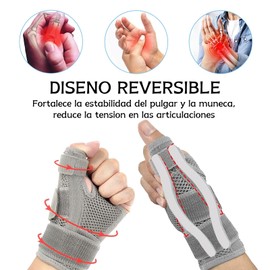 LHMNLU Correa para la muñeca Soporte metálico para el pulgar, férula ortopédica ajustable para el pulgar y la muñeca, adecuada para artritis, tendinitis del túnel carpiano y esguinces del pulgar, adecuada para hombres y mujeres (gris)
