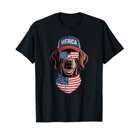 Merica GSP Dog 4th of July US American Flag USA Patriotic Men Women Kids T-Shirt