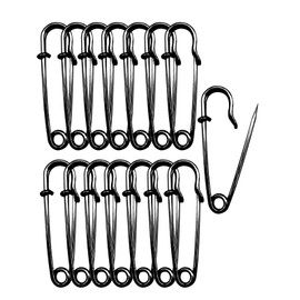 Black Safety Pins Large,55mm/2.17" Large Safety Pins Pack of 15Pcs Heavy Duty Big Safety Pin for Clothes Giant Safety Pin Available for Thick Fabric,Leather,Diapers Fixed Blankets,Shawl