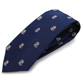 Michi Kolondon Brand Necktie, 100% Silk, Jacquard Woven Crest, Coat of Arms Pattern, D Pattern: D Navy