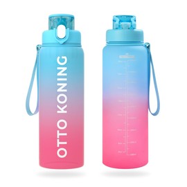 Otto Koning Drinking Bottle 1 Litre Sports Water Bottle with Wrist Strap Tritan Material, BPA Free & No Toxins, Water Bottle with Cleaning Brush, Leak-Proof, Ideal for Gym and Outdoor Sports