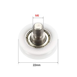 sourcing map Bearing Roller with Threaded Rod 22x6mm M6 U Groove for Sliding Door Track Guide, Nylon, White