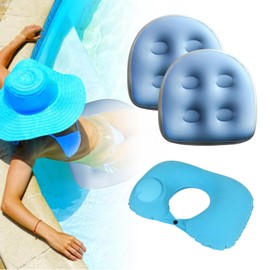 Spa and Hot Tub Booster Seat Pad with Suction Cup, Back Support Bath Spa Pad（2PCS），Ultralight Inflatable Neck Pillow（1PCS） for Bathtub, Massage, Spa, Adults(Blue)