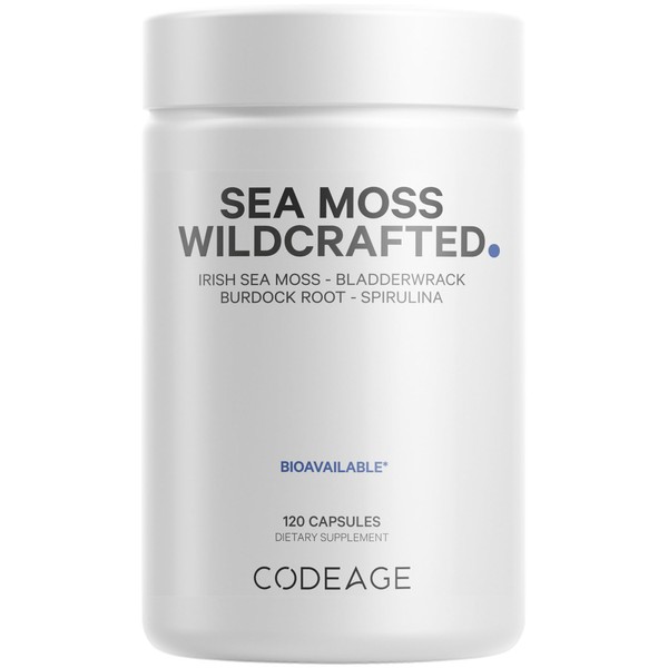 Codeage Codeage Raw Wildcrafted Irish Sea Moss Supplement, Spirulina Algae,