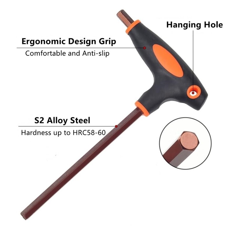 Unifizz 7mm Metric T-Handle Hex Key Dual Flat End Hexagon