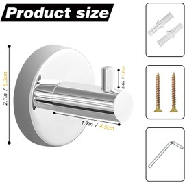 ALTPWJW Towel Hooks for Bathrooms,2 Pack Stainless Steel Door Hooks Screw in Coat Robe Hook(Chrome)