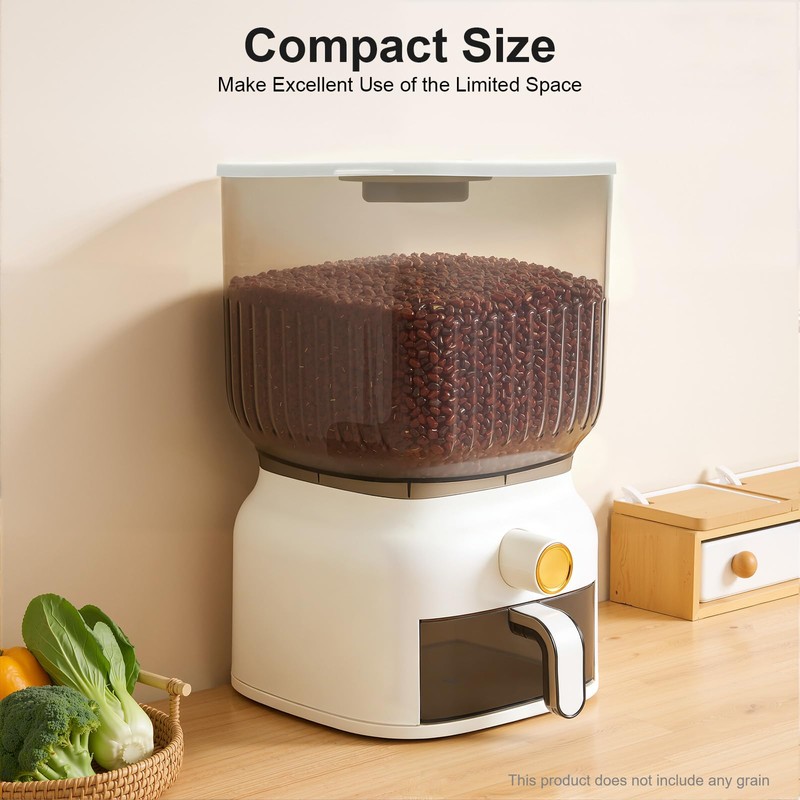 HAPPCUCOE 13.23Lbs Rice Dispenser,Large Sealed Grain Storage Container with Measuring