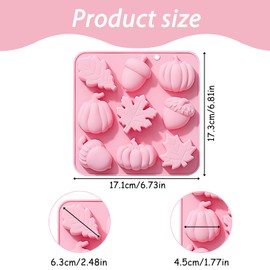 Fall Harvest Silicone Mold Set, 2 Pack Pink Baking Molds with Pumpkin, Acorn, Maple Leaf Design