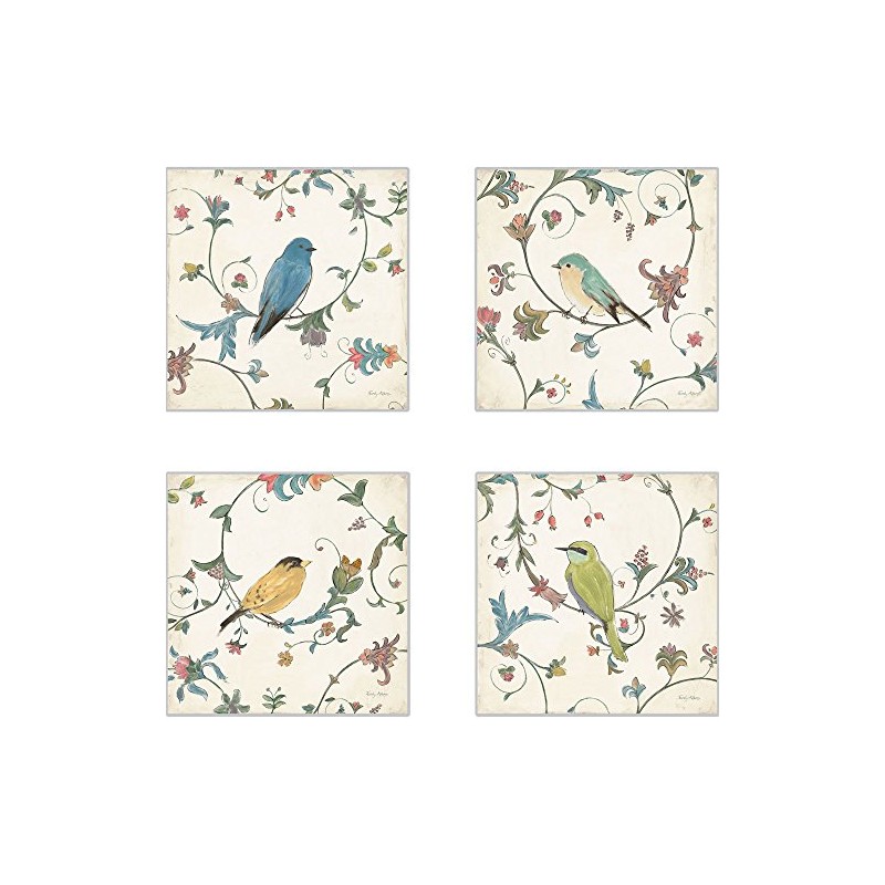 CoasterStone Bird's Gem Absorbent Coasters, 4-1/4-Inch, Set of 4