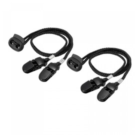 sourcing map Napkin Chain, 12.8" 2Pcs Polyester Neck Bib Holder Chain Sun Hat Strap Cord Lanyard with Adjustable Buckle Clips for Napkin Cap Fixing, Black