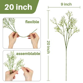 MAQIHAN MAQIAHN 6 Baby Breath Artificial Flowers - Babies Breath Flowers Artificial Bulk Faux Flowers Bouquet White Flores Greenery Real Touch Fake Flowers Arrangements Wedding Centerpieces Tables Decorations