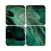 4 x Square Marble Effect Coasters - Art Green Agate