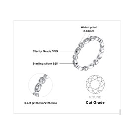 JewelryPalace Eternity Ring 3 Stacking Rings Wedding Rings Ring Silver 925 Women's Moissanite Silver Rings Wedding Rings Women's Ring Front Ring Wedding Rings Proposal Ring Memo Ring Set Jewellery