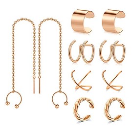 JFORYOU Ear Cuff Chain Wrap Tassel Earrings for Women - Crawler Surgical Steel Clip On Cartilage Earrings for Girls